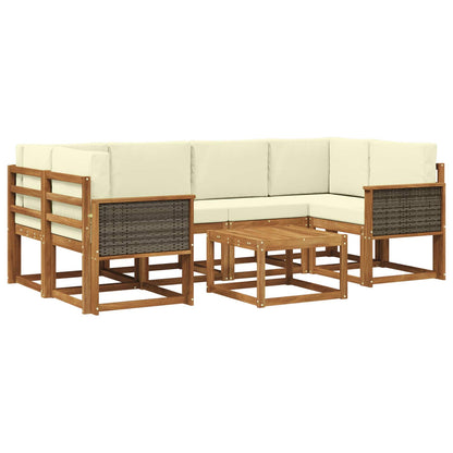 Set di divani da esterno con cuscino 5 pcs Naturale e Crema