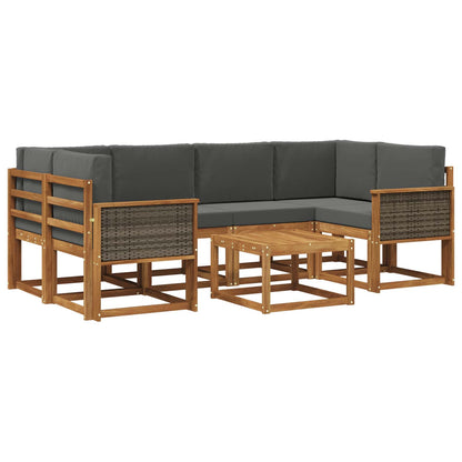 Set di divani da esterno con cuscino 5 pcs Naturale e Antracite