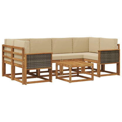 Set di divani da esterno con cuscino 5 pcs Naturale
