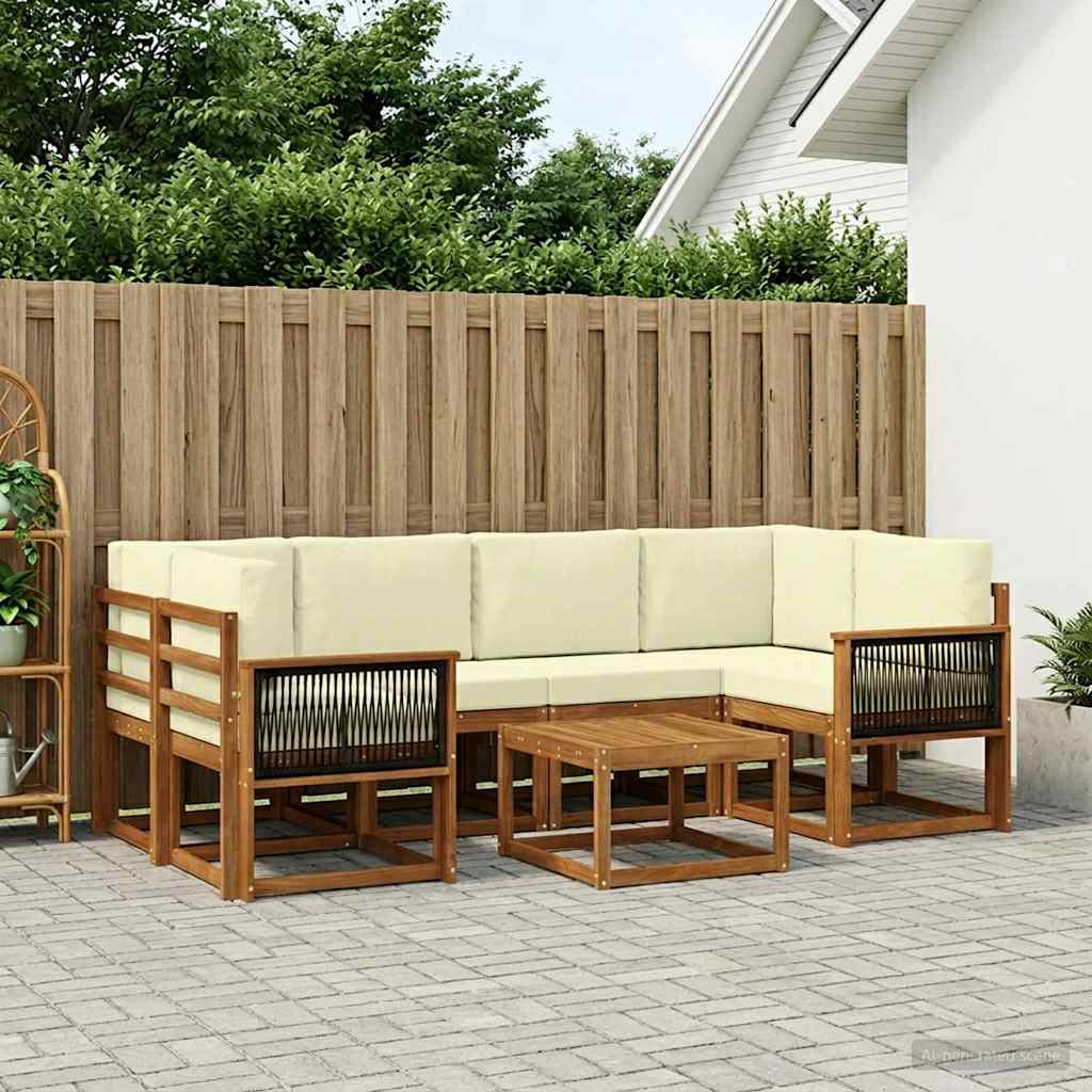 Set di divani da esterno con cuscino 5 pcs Naturale e Crema
