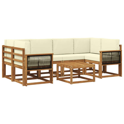 Set di divani da esterno 5 pz Naturale e Crema