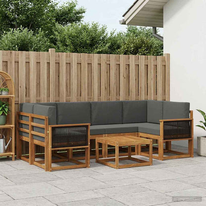 Set di divani da esterno con cuscino 5 pcs Naturale e Antracite