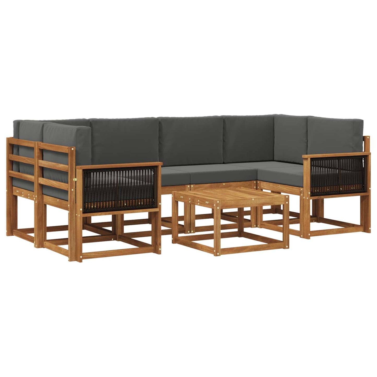 Set di divani da esterno 5 pz Naturale e Antracite