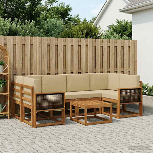 Set di divani da esterno con cuscino 5 pcs Naturale