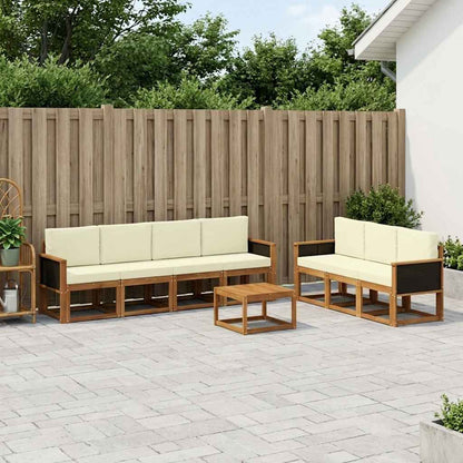 Set di divani da esterno con cuscino 7 pcs Naturale e Crema
