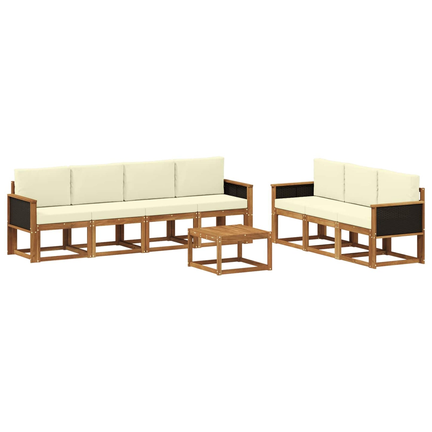 Set di divani da esterno con cuscino 7 pcs Naturale e Crema