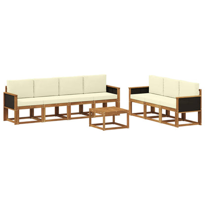Set di divani da esterno con cuscino 7 pcs Naturale e Crema