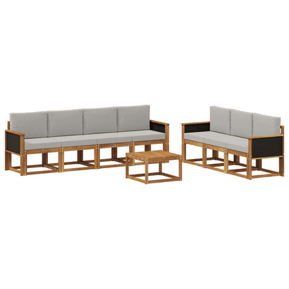 Set di divani da esterno 7 pz Naturale e Grigio Chiaro