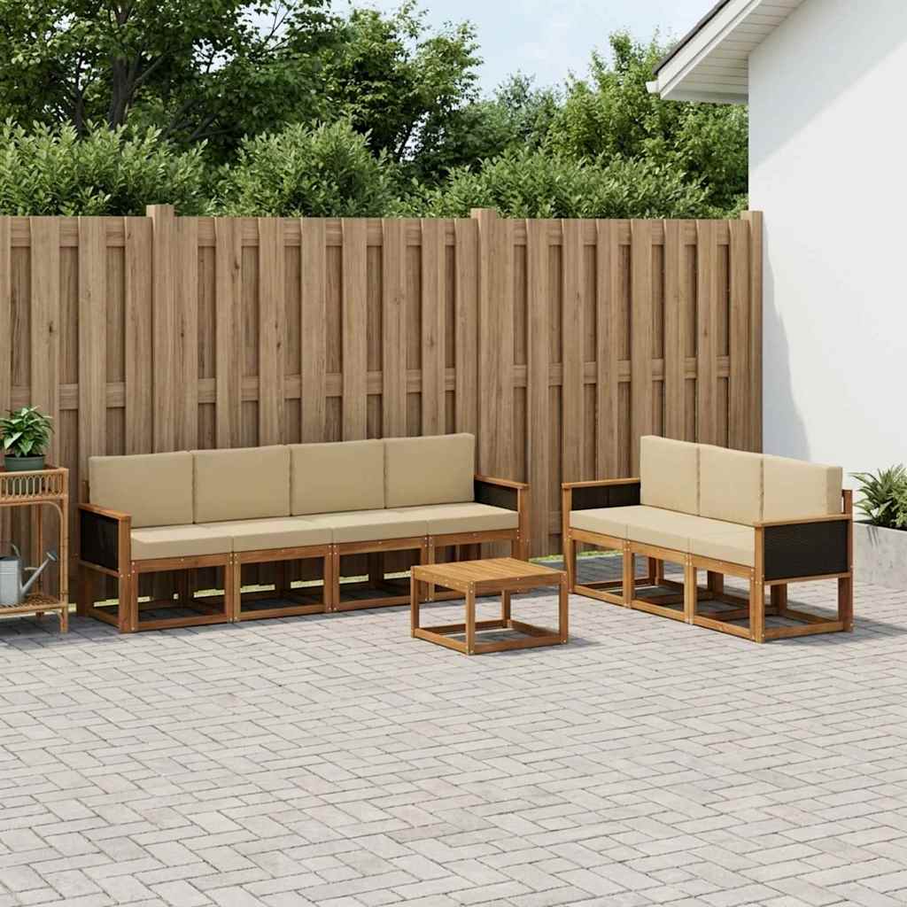 Set di divani da esterno con cuscino 7 pcs Naturale