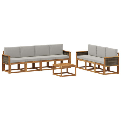 Set di divani da esterno 7 pcs Naturale e Grigio Chiaro