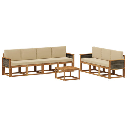Set di divani da esterno 7 pz Naturale