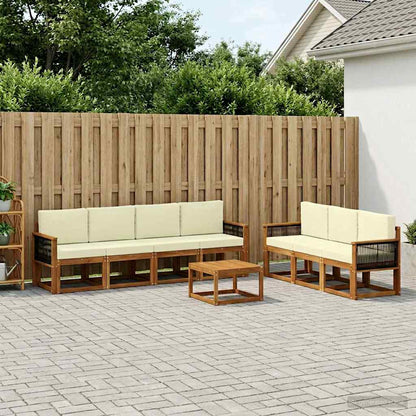 Set di divani da esterno con cuscino 7 pcs Naturale e Crema