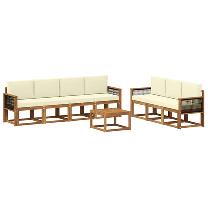 Set di divani da esterno 7 pz Naturale e Crema