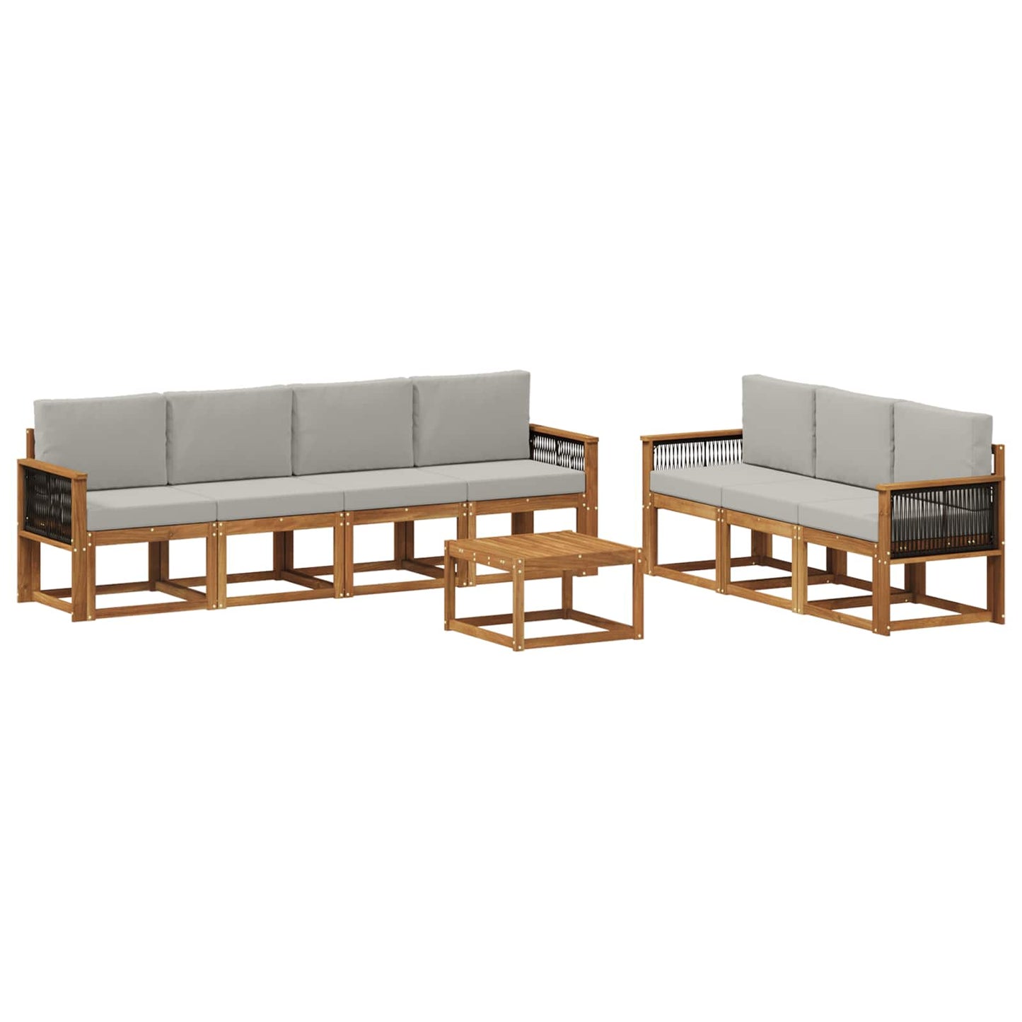 Set di divani da esterno 7 pcs Naturale e Grigio Chiaro
