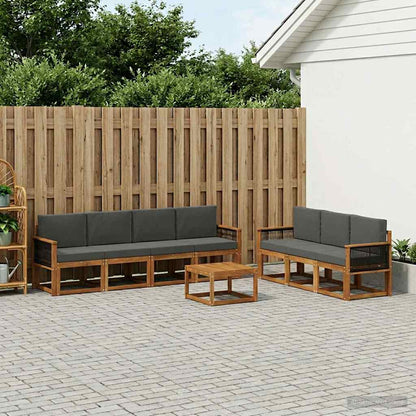Set di divani da esterno con cuscino 7 pcs Naturale e Antracite