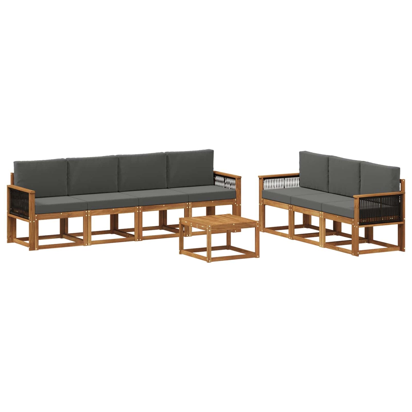 Set di divani da esterno 7 pz Naturale e Antracite