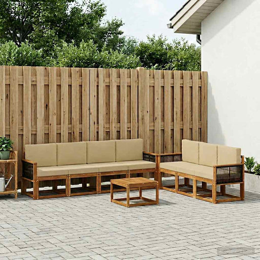 Set di divani da esterno con cuscino 7 pcs Naturale