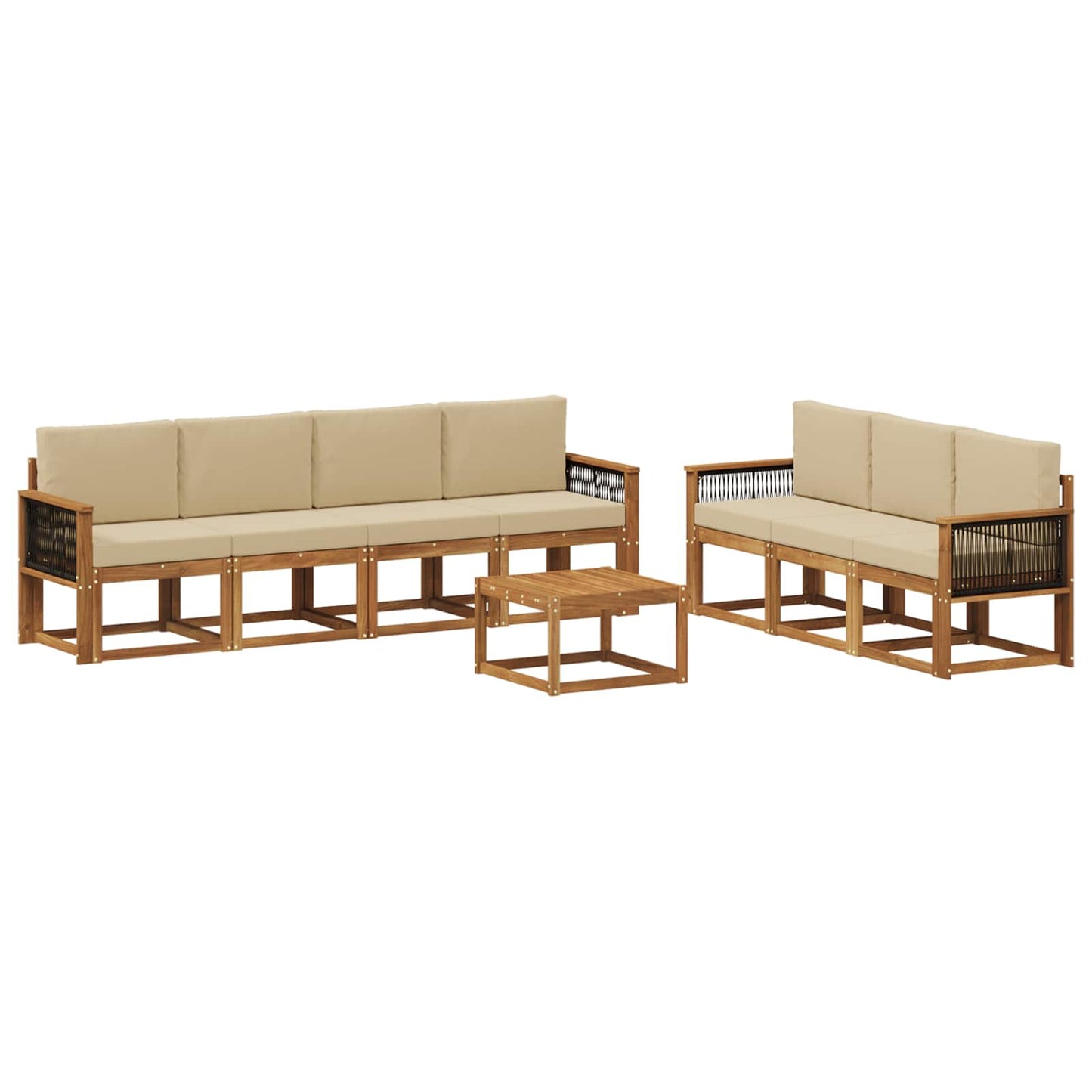 Set di divani da esterno con cuscino 7 pcs Naturale