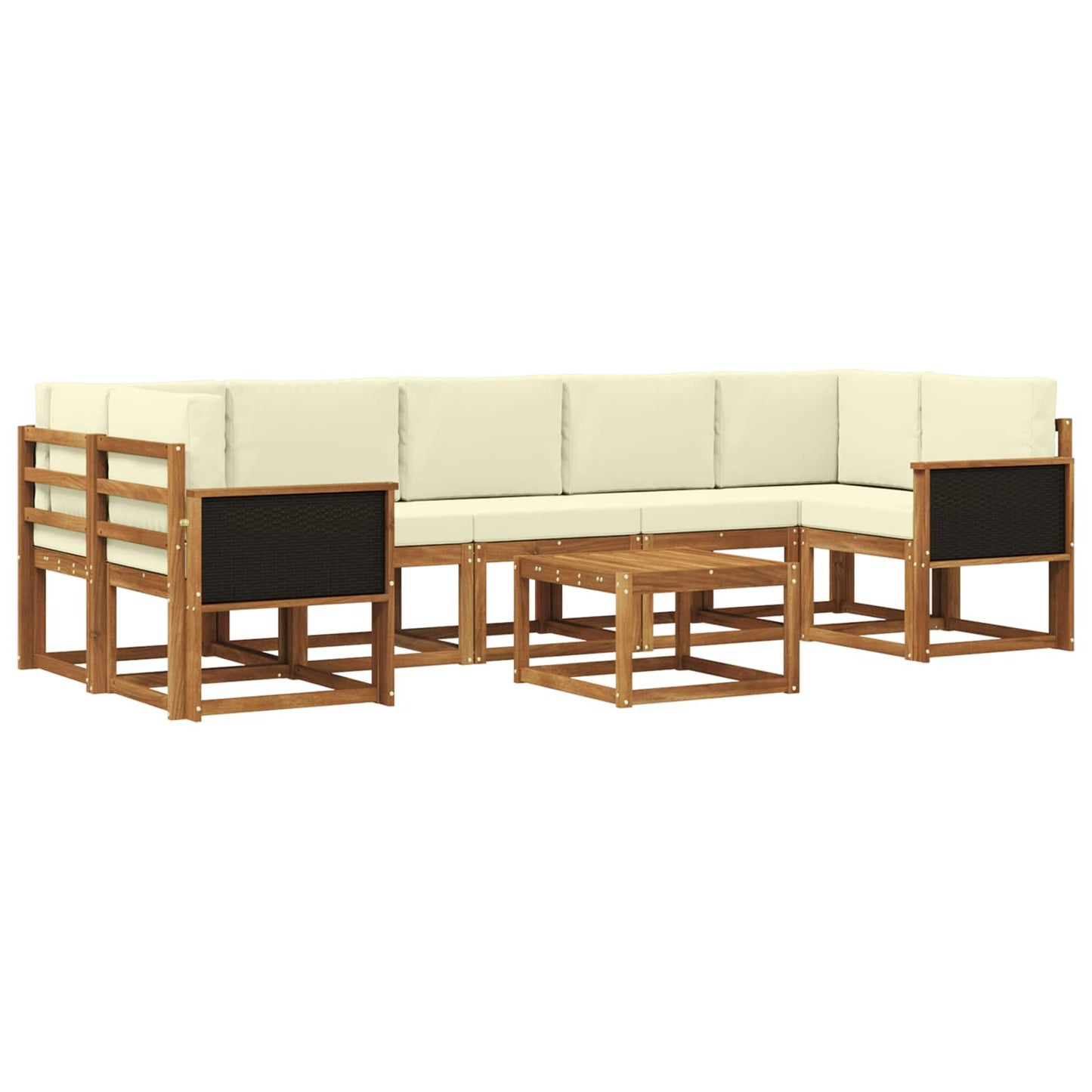 Set di divani da esterno 6 pz Naturale e Crema