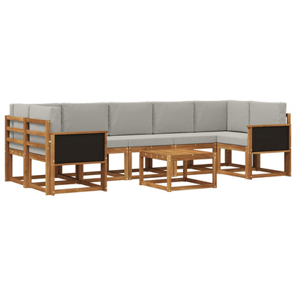 Set di divani da esterno 6 pcs Naturale e Grigio Chiaro