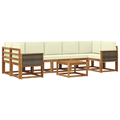 Set di divani da esterno 6 pz Naturale e Crema