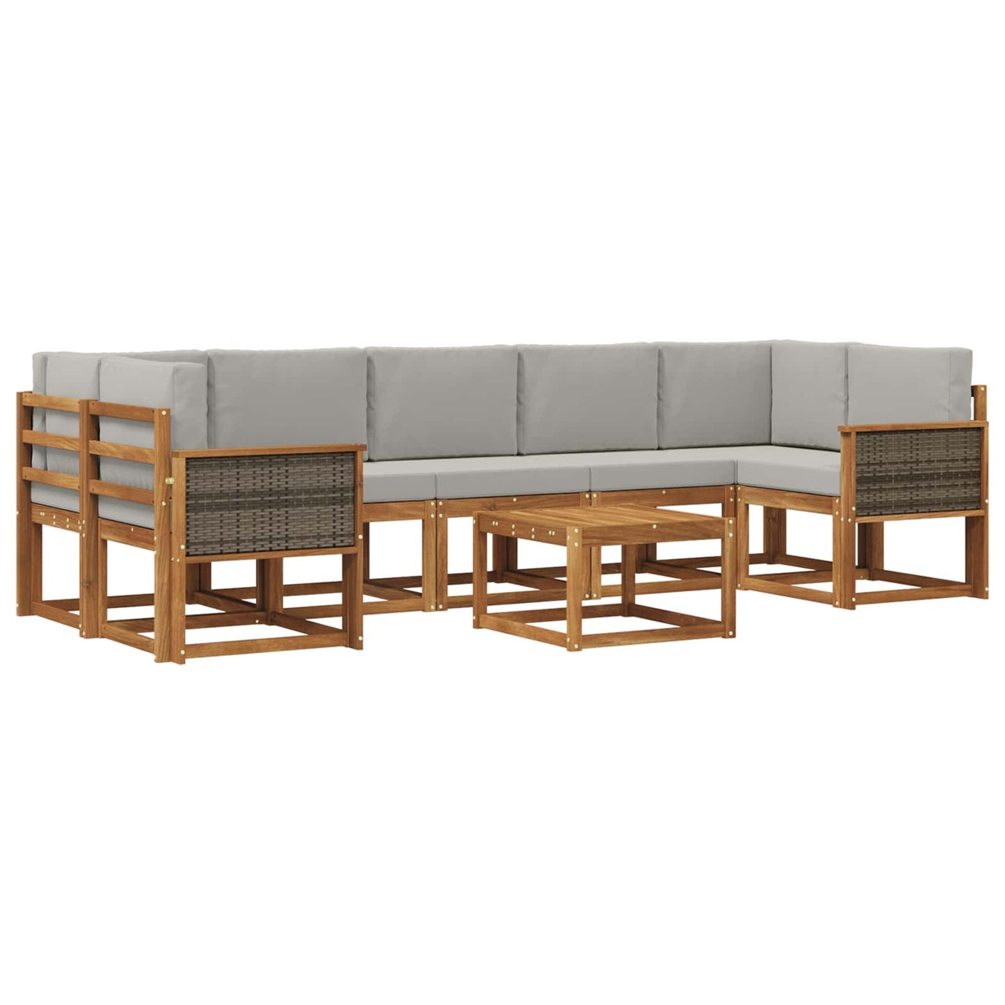 Set di divani da esterno 6 pcs Naturale e Grigio Chiaro