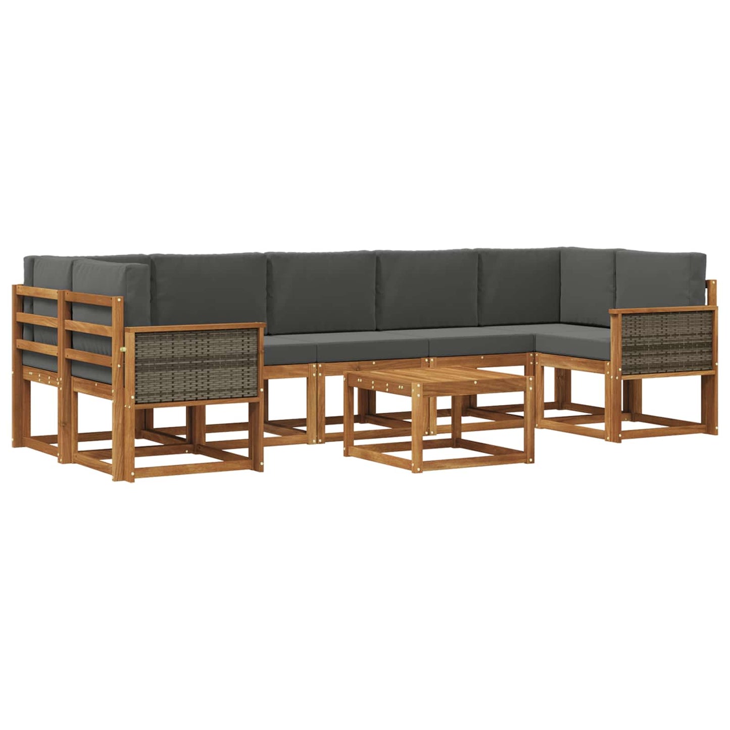 Set di divani da esterno con cuscino 6 pcs Naturale e Antracite