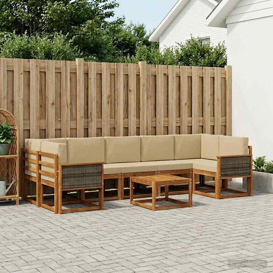 Set di divani da esterno con cuscino 6 pcs Naturale