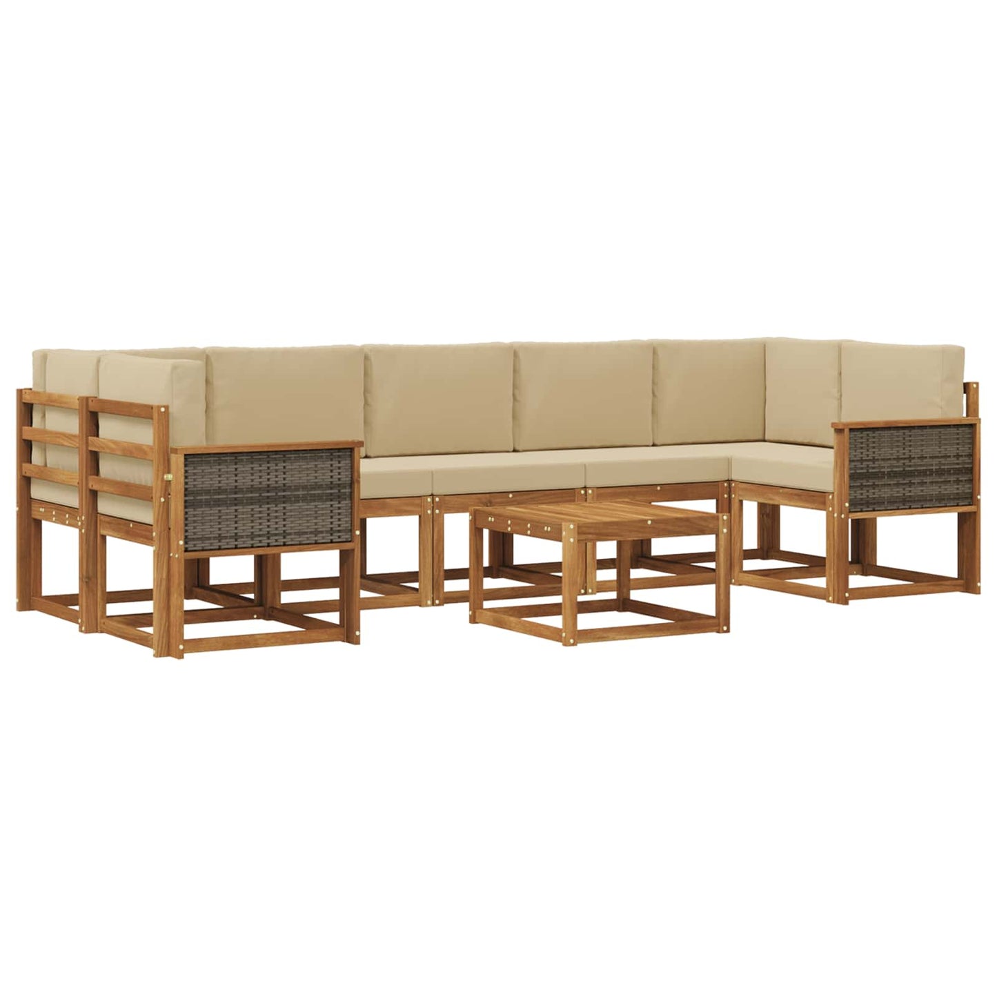 Set di divani da esterno con cuscino 6 pcs Naturale