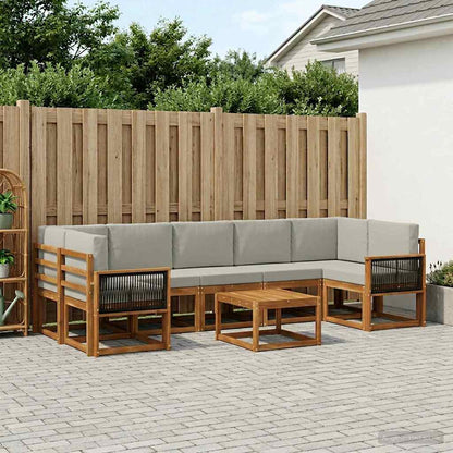 Set di divani da esterno 6 pcs Naturale e Grigio Chiaro