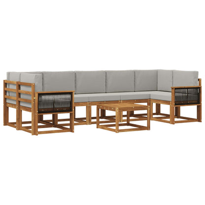 Set di divani da esterno 6 pcs Naturale e Grigio Chiaro
