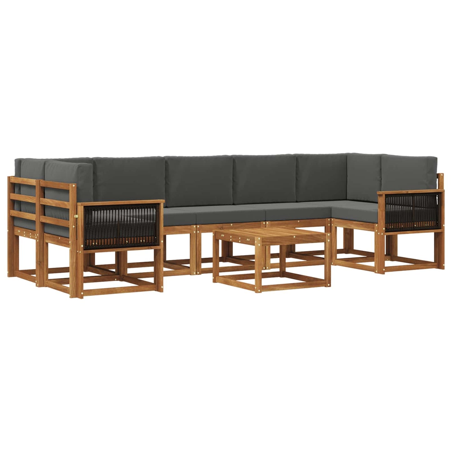 Set di divani da esterno con cuscino 6 pcs Naturale e Antracite