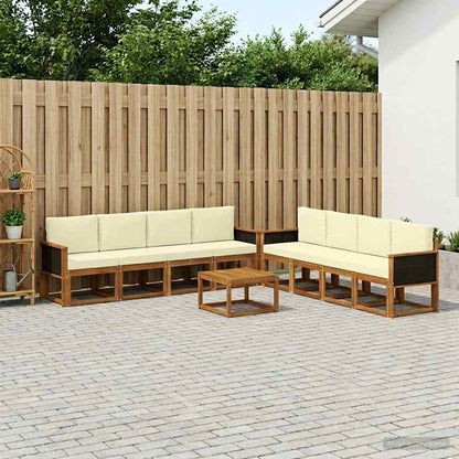 Set di divani da esterno con cuscino 7 pcs Naturale e Crema
