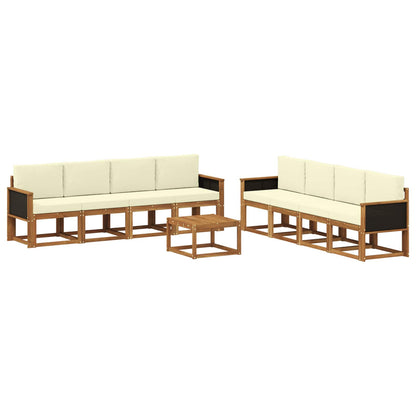 Set di divani da esterno 9 pz Naturale e Crema