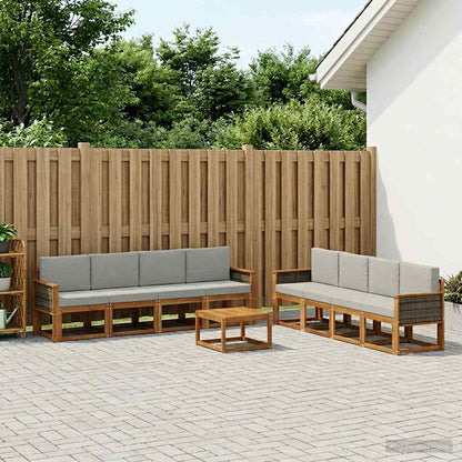 Set di divani da esterno 7 pcs Naturale e Grigio Chiaro