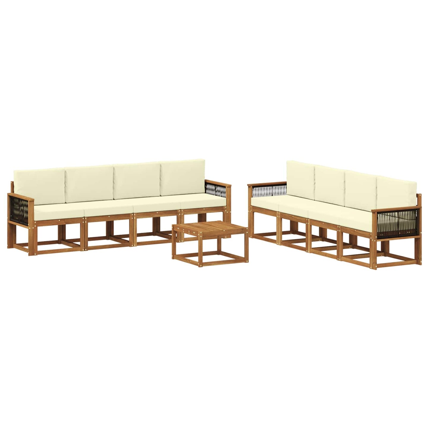 Set di divani da esterno 9 pz Naturale e Crema