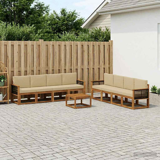 Set di divani da esterno con cuscino 7 pcs Naturale