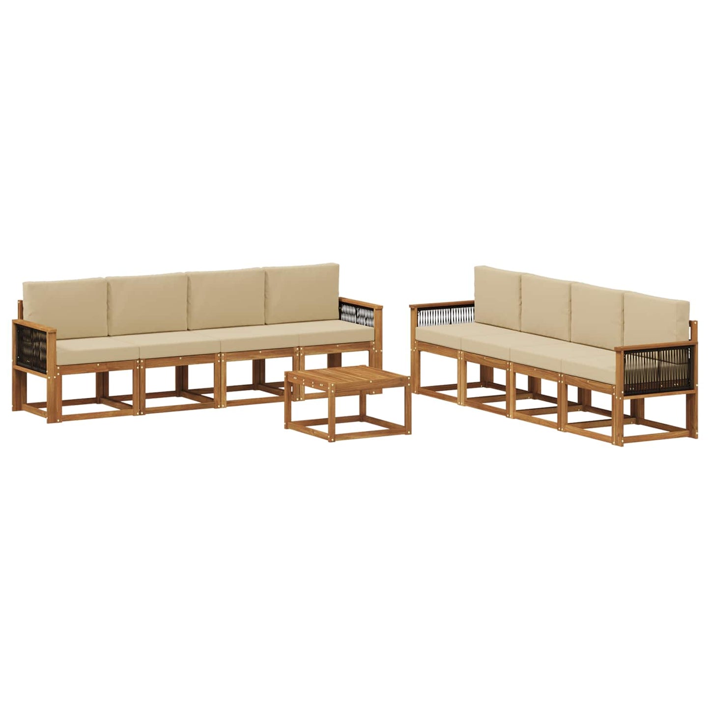 Set di divani da esterno con cuscino 7 pcs Naturale