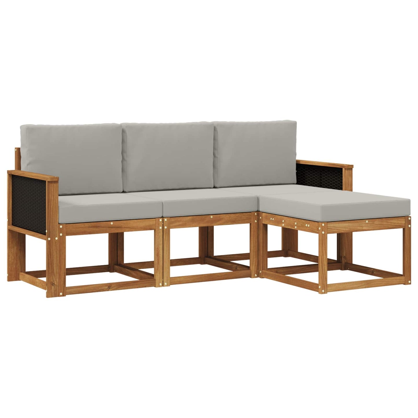 Set di divani da esterno 4 pz Naturale e Grigio Chiaro