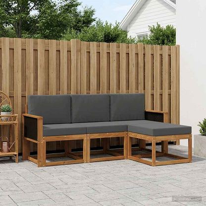 Set di divani da esterno con cuscino 4 pcs Naturale e Antracite
