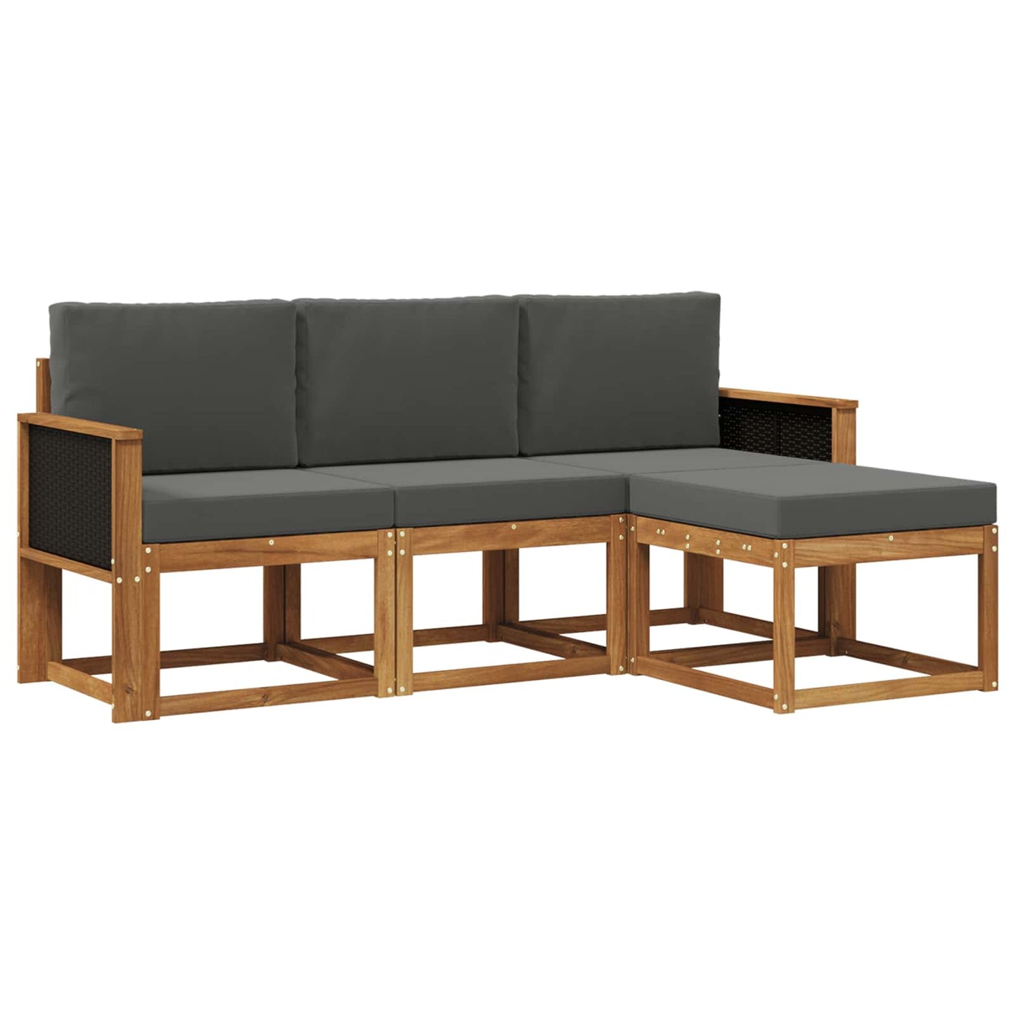 Set di divani da esterno 4 pz Naturale e Antracite