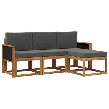 Set di divani da esterno con cuscino 4 pcs Naturale e Antracite