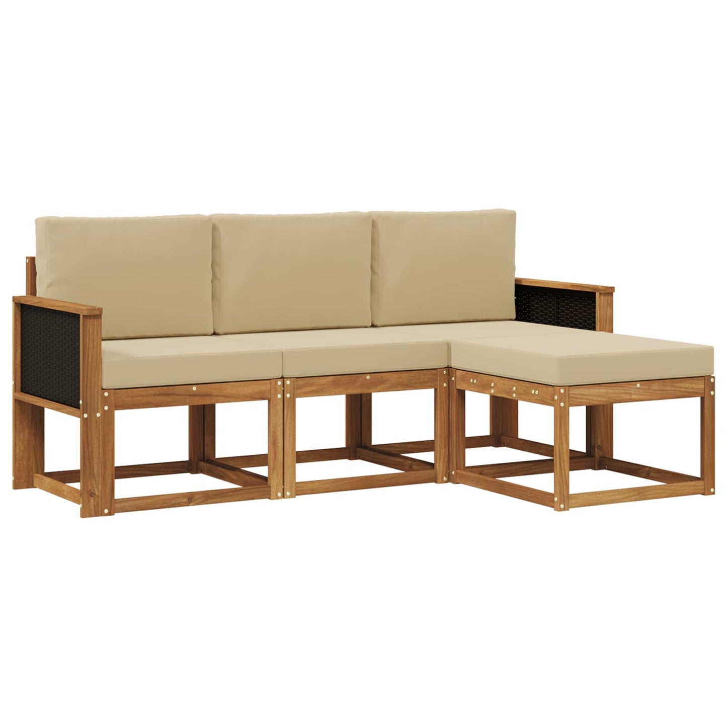 Set di divani da esterno con cuscino 4 pcs Naturale