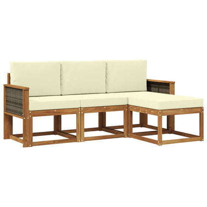 Set di divani da esterno con cuscino 4 pcs Naturale e Crema