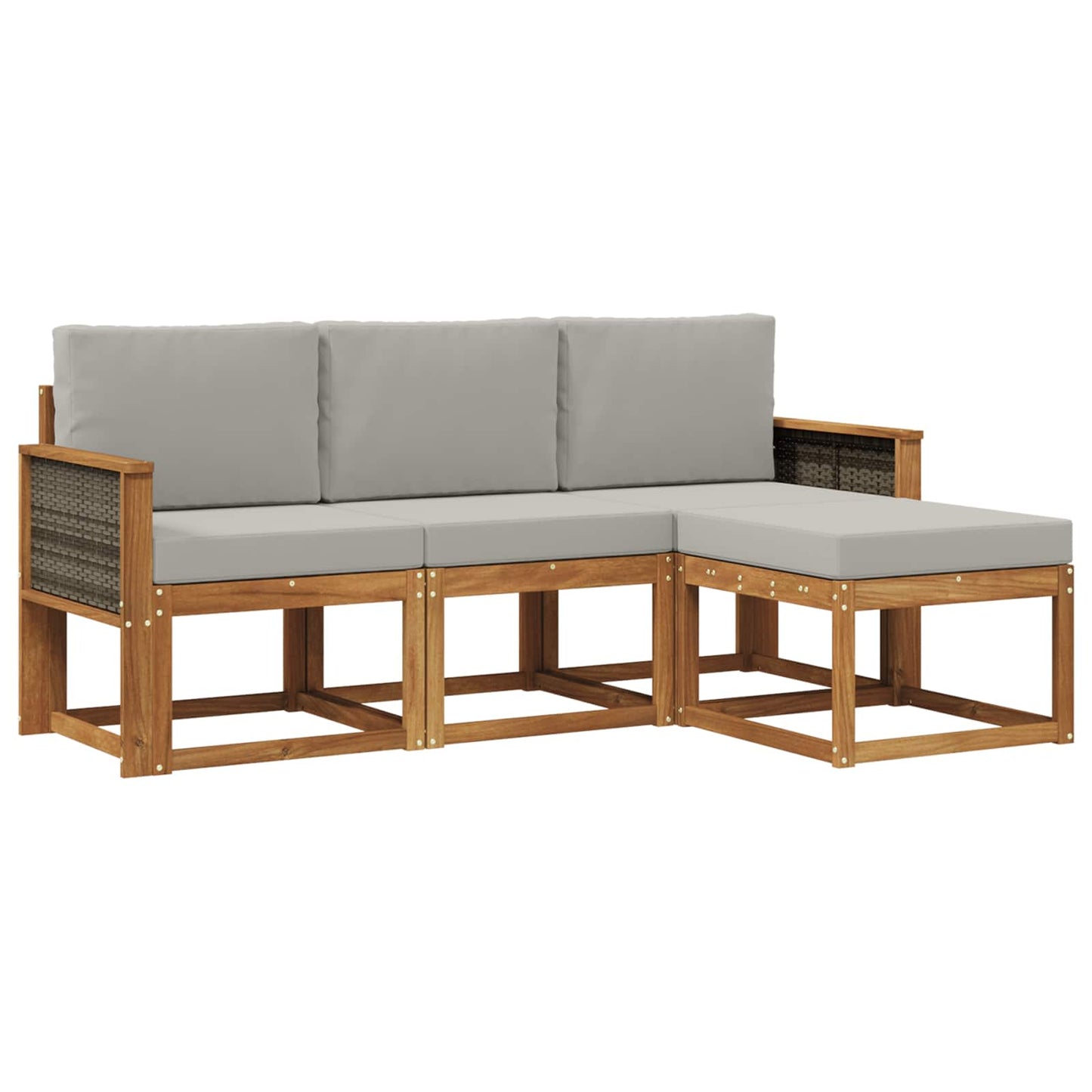 Set di divani da esterno 4 pz Naturale e Grigio Chiaro
