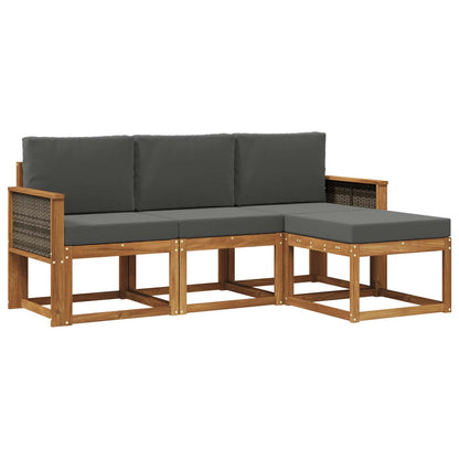 Set di divani da esterno con cuscino 4 pcs Naturale e Antracite