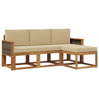 Set di divani da esterno con cuscino 4 pcs Naturale