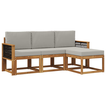 Set di divani da esterno 4 pcs Naturale e Grigio Chiaro