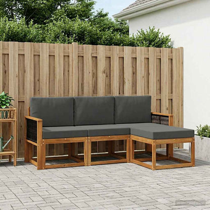 Set di divani da esterno con cuscino 4 pcs Naturale e Antracite