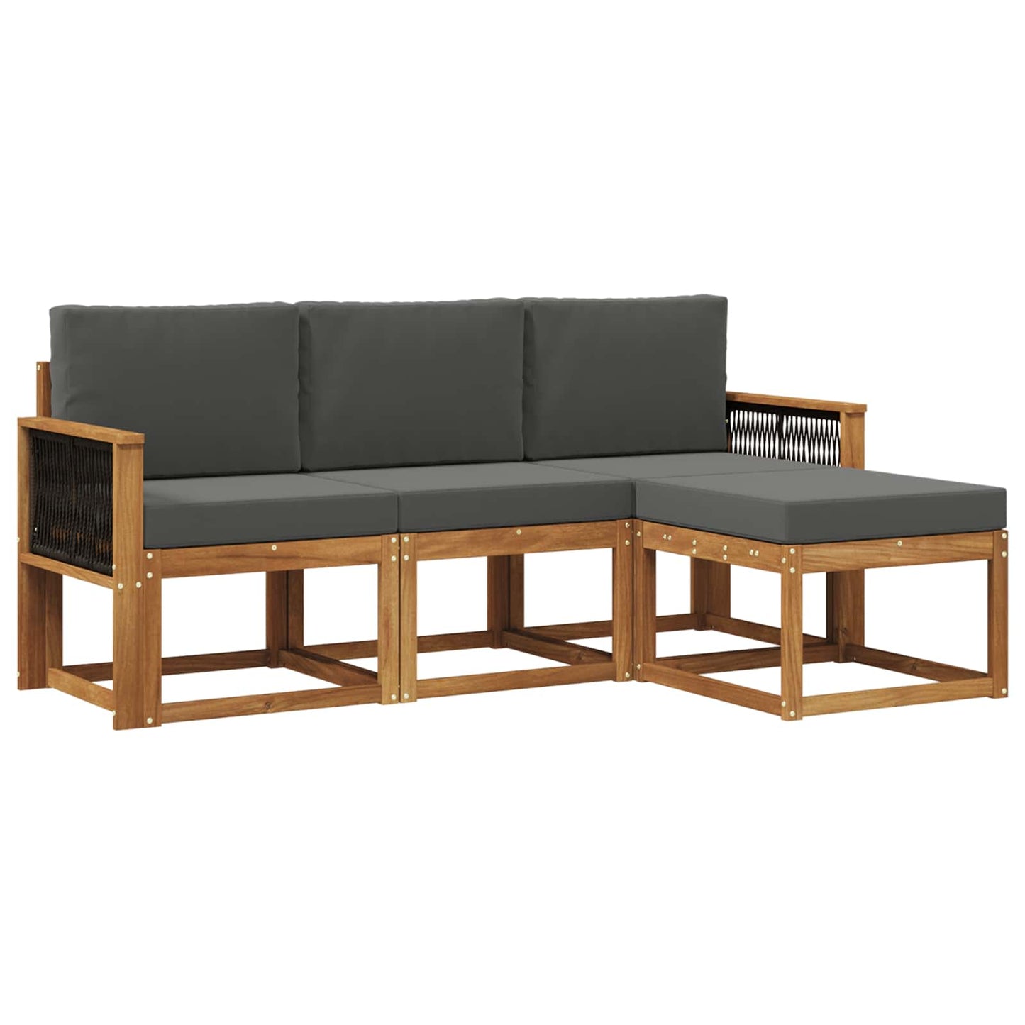 Set di divani da esterno 4 pz Naturale e Antracite